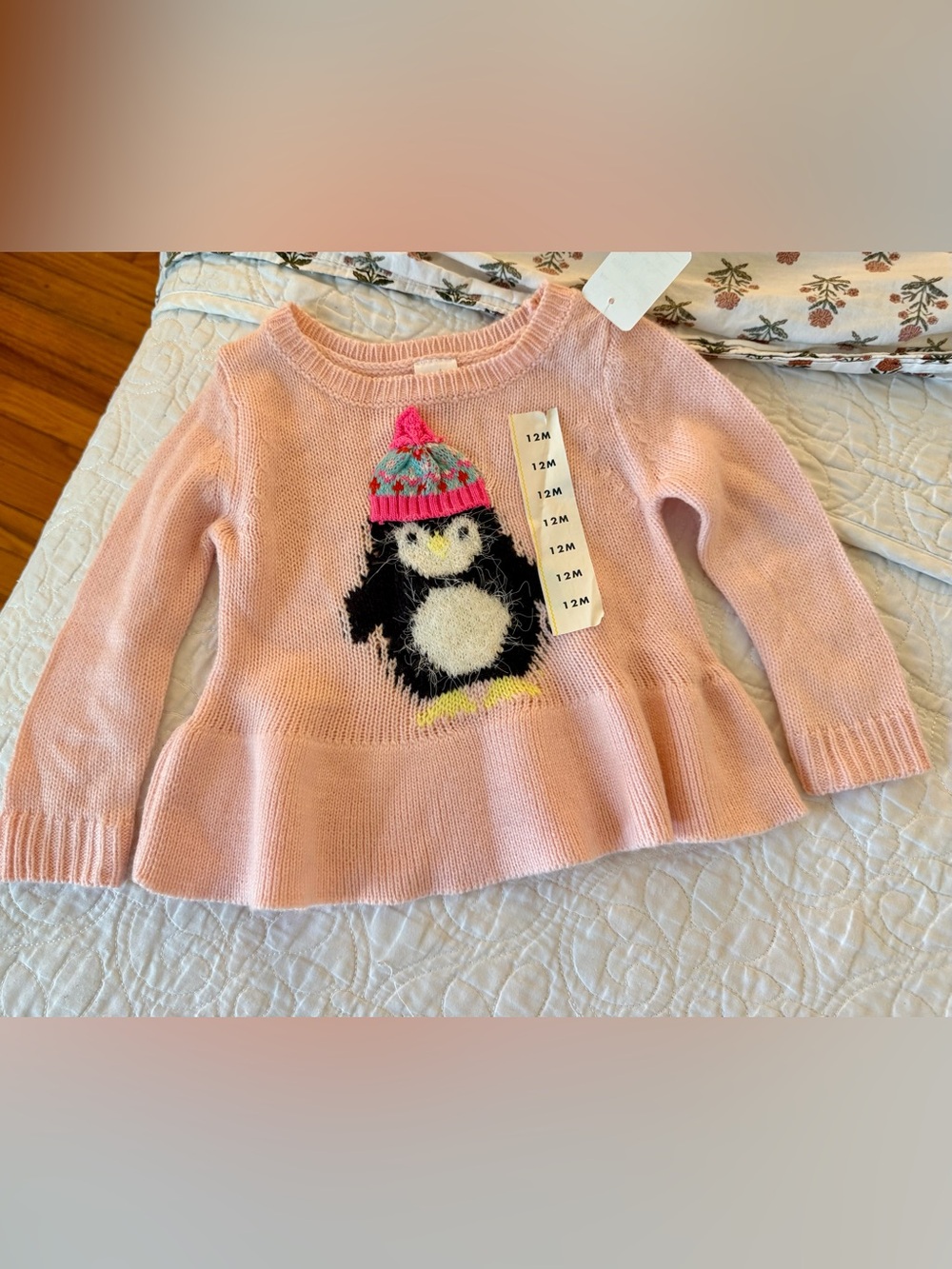 Baby Girl’s Cat & Jack Knit Penguin Peplum Sweater